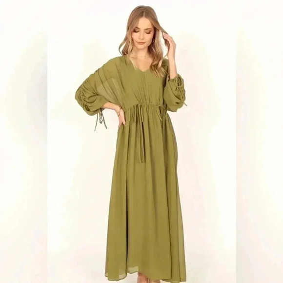 NWT PETAL & PUP GREEN SHEER MAXI DRESS XS - Picture 2 of 4